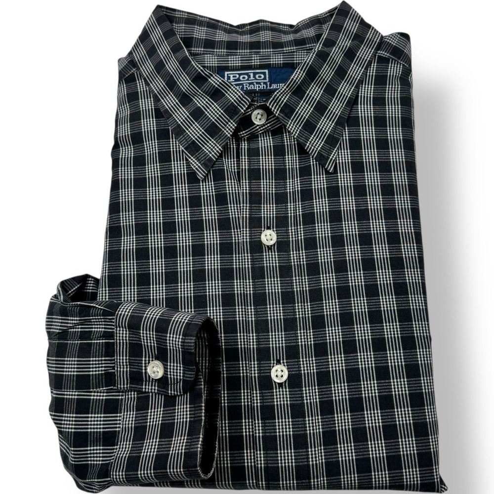 Polo Ralph Lauren Black White Check Lowell‎ Sport Cotton Shirt Men's Size XL